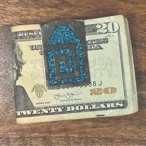Vintage Turquoise Inlay Money Clip
